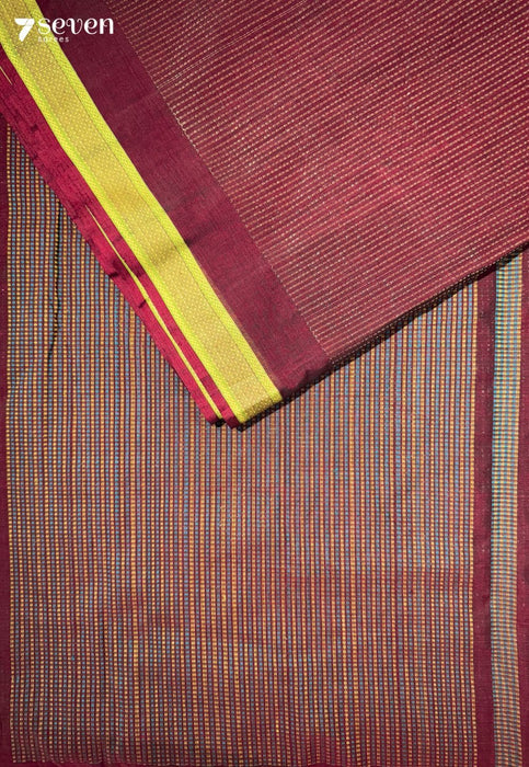 Kanchana Raga Signature Seven Handloom Red Bangalore Pure Cotton Saree - Seven Sarees - Saree - Seven Sarees