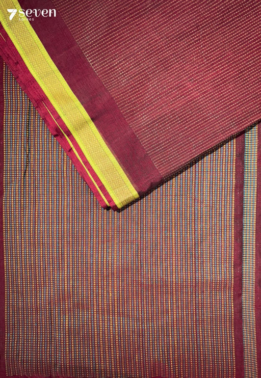 Kanchana Raga Signature Seven Handloom Red Bangalore Pure Cotton Saree - Seven Sarees - Saree - Seven Sarees
