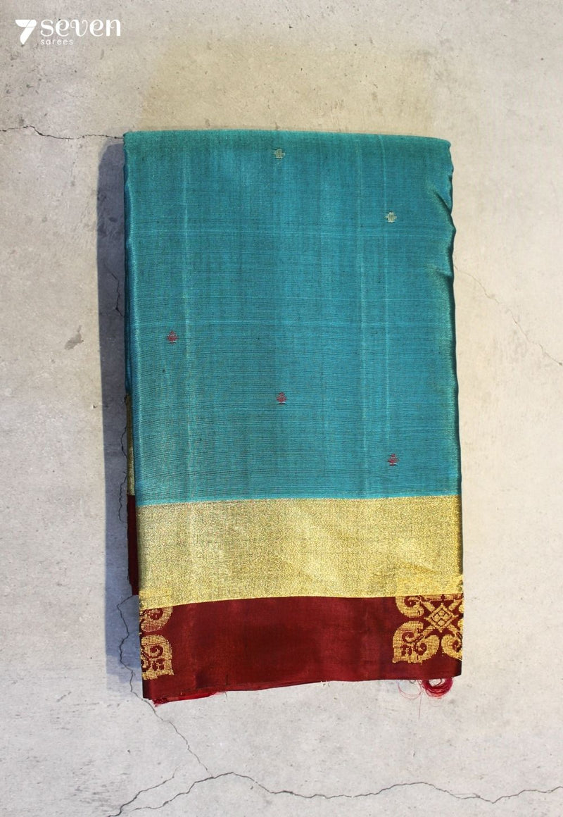 Kanchanagiri Signature Seven Handloom Blue Bangalore Pure Silk Cotton Saree - Seven Sarees - Saree - Seven Sarees