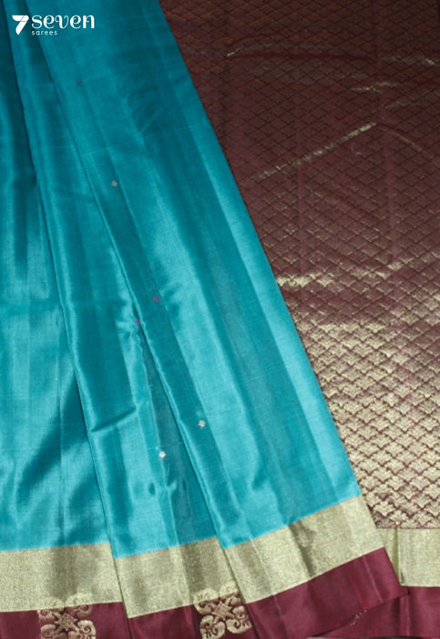 Kanchanagiri Signature Seven Handloom Blue Bangalore Pure Silk Cotton Saree - Seven Sarees - Saree - Seven Sarees