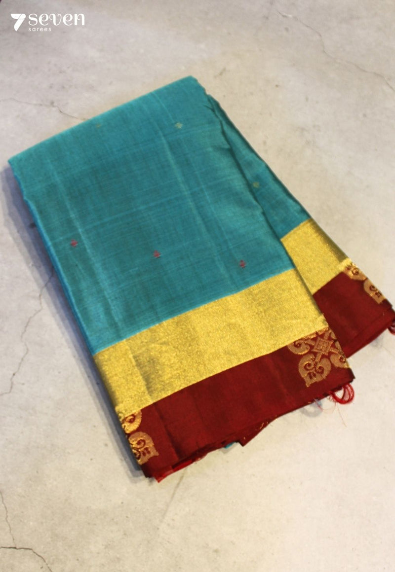 Kanchanagiri Signature Seven Handloom Blue Bangalore Pure Silk Cotton Saree - Seven Sarees - Saree - Seven Sarees