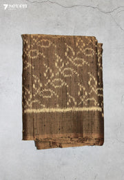 Kanmira Patola Handloom Single Ikkat Brown Pure Silk Saree|Silk Mark Certified - Seven Sarees - Saree - Seven Sarees
