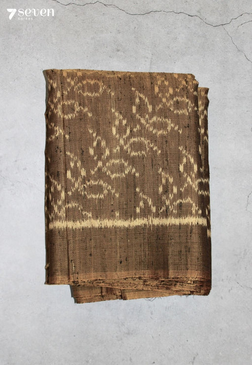 Kanmira Patola Handloom Single Ikkat Brown Pure Silk Saree|Silk Mark Certified - Seven Sarees - Saree - Seven Sarees