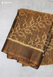 Kanmira Patola Handloom Single Ikkat Brown Pure Silk Saree|Silk Mark Certified - Seven Sarees - Saree - Seven Sarees