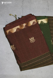 Kanthira Signature Seven Handloom Green Bangalore Pure Cotton Saree - Seven Sarees - Saree - Seven Sarees