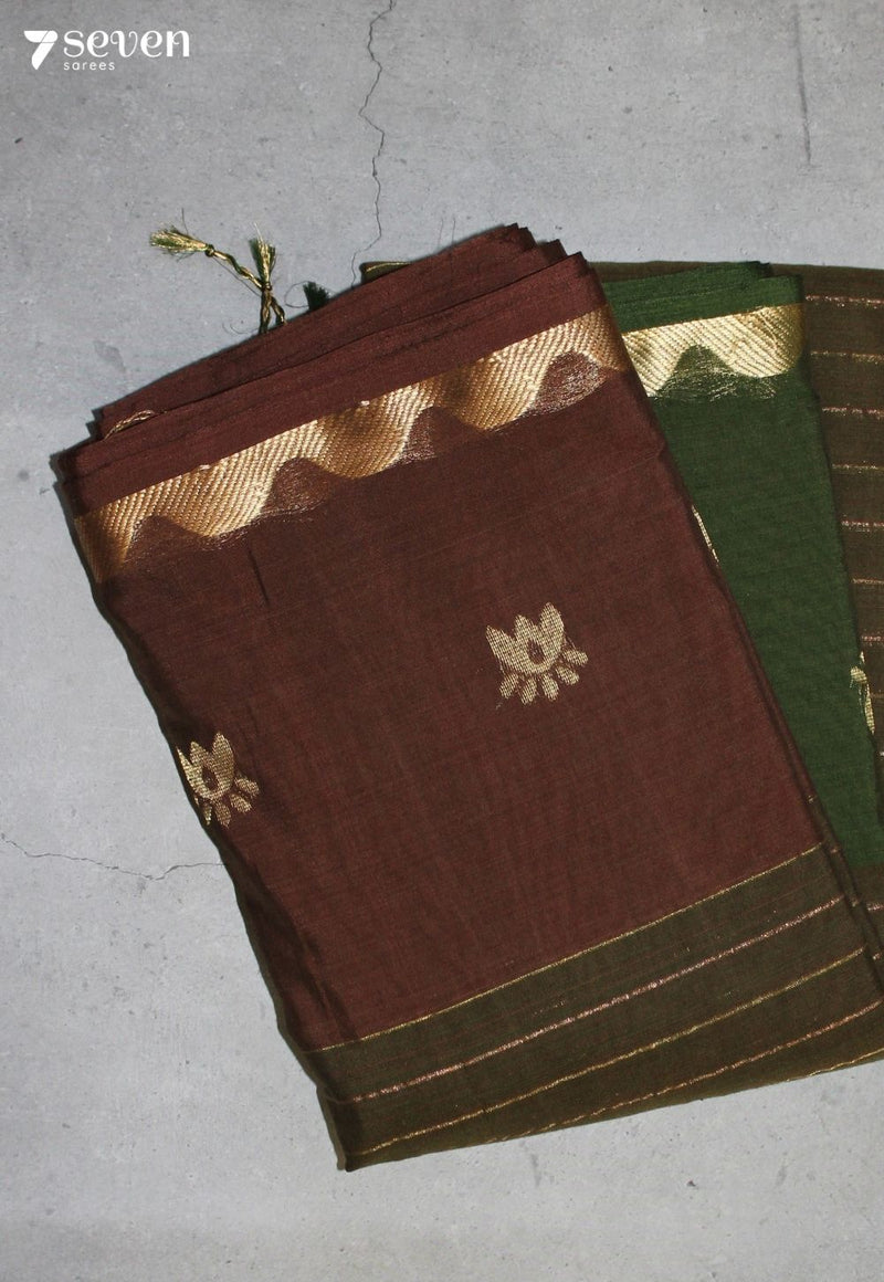 Kanthira Signature Seven Handloom Green Bangalore Pure Cotton Saree - Seven Sarees - Saree - Seven Sarees