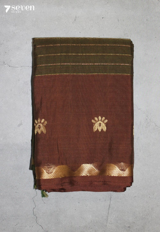 Kanthira Signature Seven Handloom Green Bangalore Pure Cotton Saree - Seven Sarees - Saree - Seven Sarees