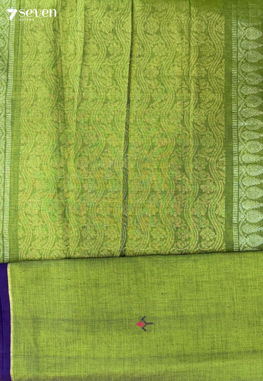 Karivepaku Mist Seven Handloom Green Bangalore Pure Cotton Saree - Seven Sarees - Saree - Seven Sarees