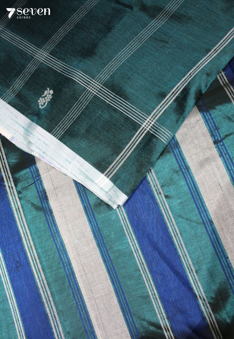 Karmashika Signature Seven Handloom Green Bangalore Vegan Silk Saree - Seven Sarees - Saree - Seven Sarees