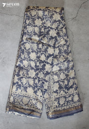 Karmeha Jaipur Purple Hand Block Printed Silk Cotton Saree - Seven Sarees - Saree - Seven Sarees
