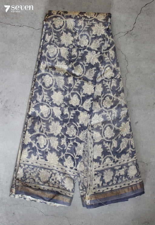 Karmeha Jaipur Purple Hand Block Printed Silk Cotton Saree - Seven Sarees - Saree - Seven Sarees
