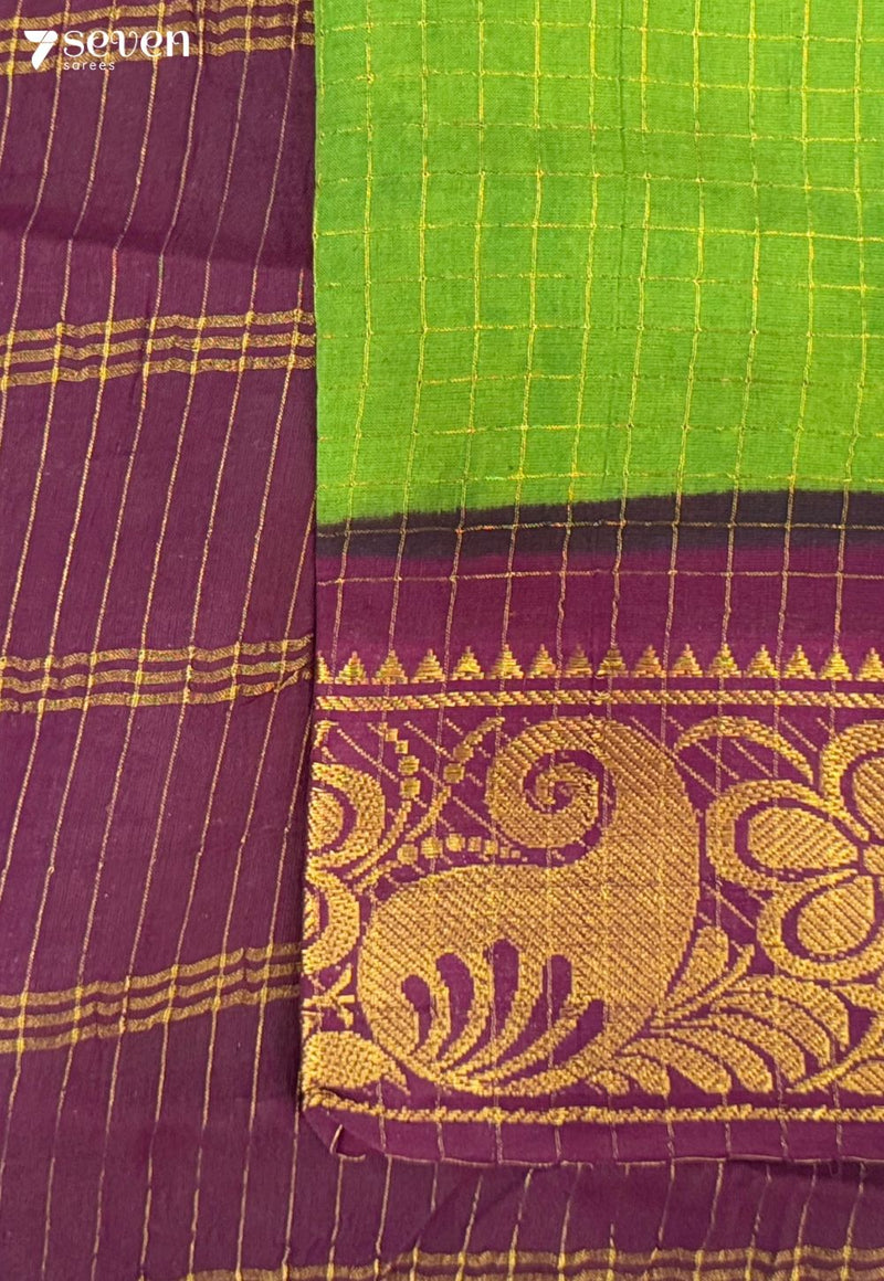 Karu Kondrai Madurai Green Handmade Pure Cotton Sungudi Saree - Seven Sarees - Saree - Seven Sarees