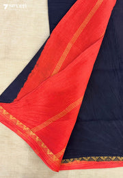 Karumugai Madurai Navy Handmade Pure Cotton Sungudi Saree - Seven Sarees - Saree - Seven Sarees
