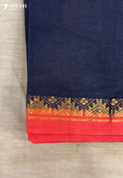 Karumugai Madurai Navy Handmade Pure Cotton Sungudi Saree - Seven Sarees - Saree - Seven Sarees