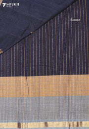 Kashmira Signature Seven Handloom Blue Bangalore Pure Cotton Saree - Seven Sarees - Saree - Seven Sarees