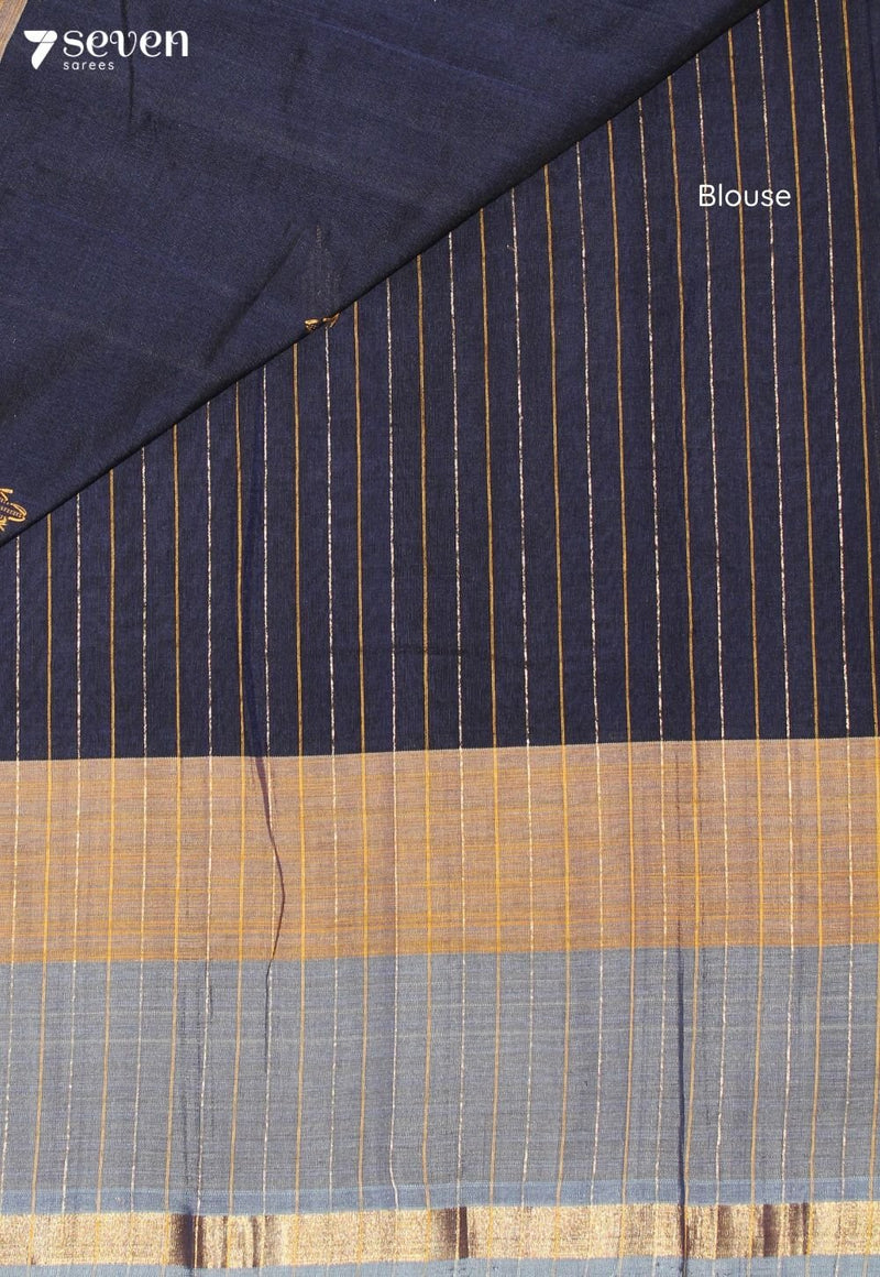 Kashmira Signature Seven Handloom Blue Bangalore Pure Cotton Saree - Seven Sarees - Saree - Seven Sarees