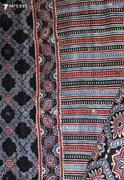 Kaumudi Kutch Black Pure Handmade Ajrakh Modal with Handpasted Mirrors - view 3