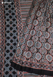 Kaumudi Kutch Black Pure Handmade Ajrakh Modal with Handpasted Mirrors - view 1