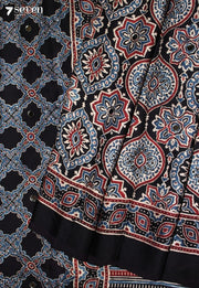 Kaumudi Kutch Black Pure Handmade Ajrakh Modal with Handpasted Mirrors - view 5