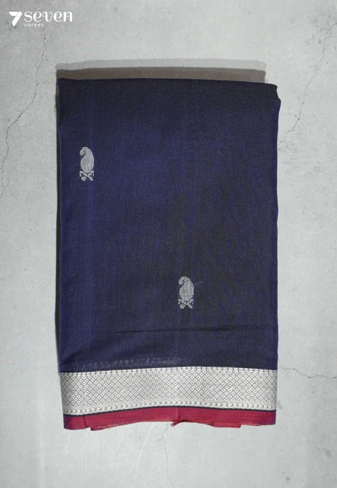 Kavanaa Signature Seven Handloom Blue Bangalore Pure Cotton Saree - Seven Sarees - Saree - Seven Sarees