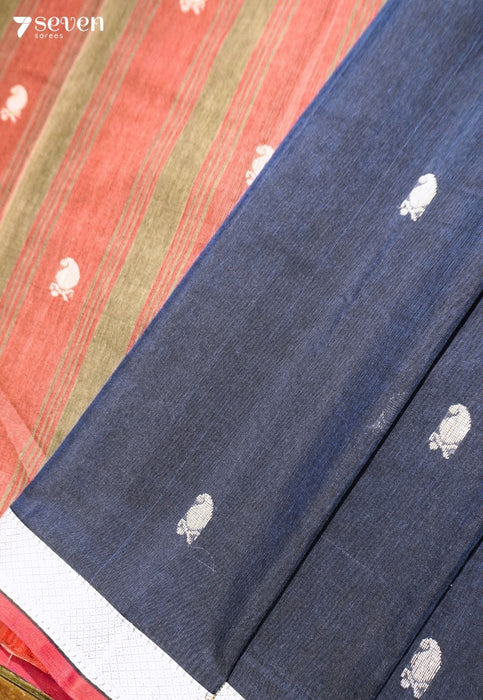 Kavanaa Signature Seven Handloom Blue Bangalore Pure Cotton Saree - Seven Sarees - Saree - Seven Sarees