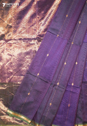 Kavaya Maheshwari Handloom Purple Silk Cotton Saree - Seven Sarees - Seven Sarees