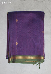 Kavaya Maheshwari Handloom Purple Silk Cotton Saree - Seven Sarees - Seven Sarees