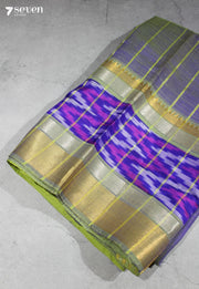 Kaveri Mangalagiri Handloom Green Silk Cotton Saree with Silk Ikkat Border - Seven Sarees - Saree - Seven Sarees