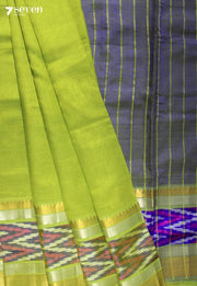 Kaveri Mangalagiri Handloom Green Silk Cotton Saree with Silk Ikkat Border - Seven Sarees - Saree - Seven Sarees