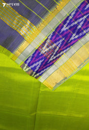 Kaveri Mangalagiri Handloom Green Silk Cotton Saree with Silk Ikkat Border - Seven Sarees - Saree - Seven Sarees