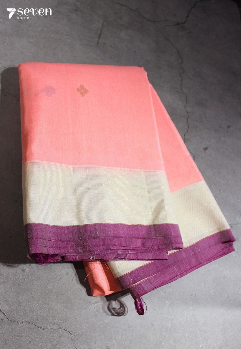 Kaveri Rajika Signature Seven Handloom Pink Bangalore Pure Silk Cotton Saree - Seven Sarees - Saree - Seven Sarees