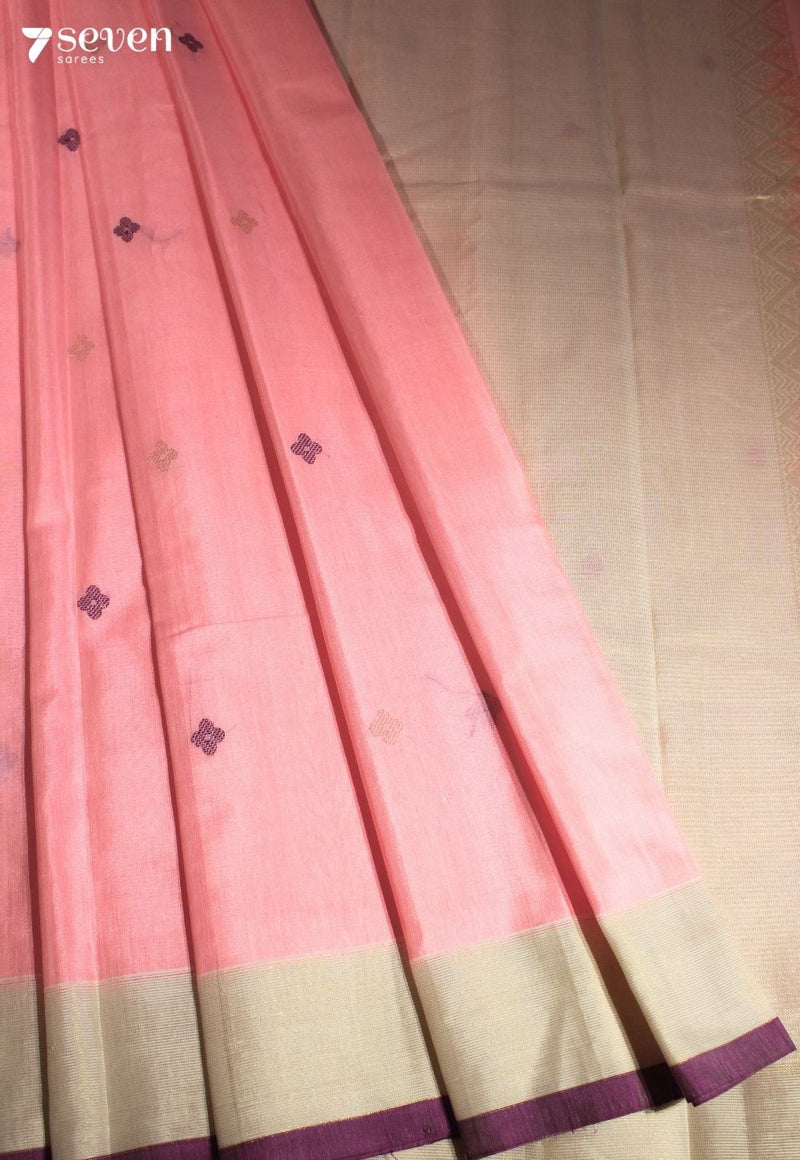 Kaveri Rajika Signature Seven Handloom Pink Bangalore Pure Silk Cotton Saree - Seven Sarees - Saree - Seven Sarees