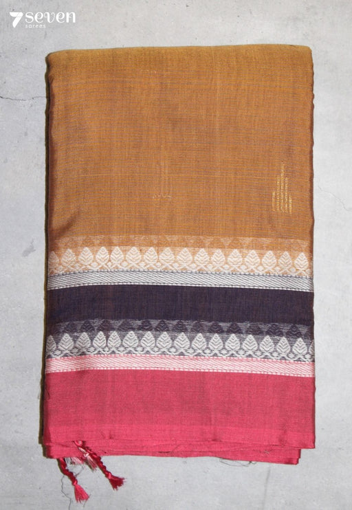 Kavira Signature Seven Handloom Mustard Bangalore Pure Cotton Saree - Seven Sarees - Saree - Seven Sarees
