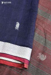 Kavyini Signature Seven Handloom Blue Bangalore Pure Cotton Saree - Seven Sarees - Saree - Seven Sarees