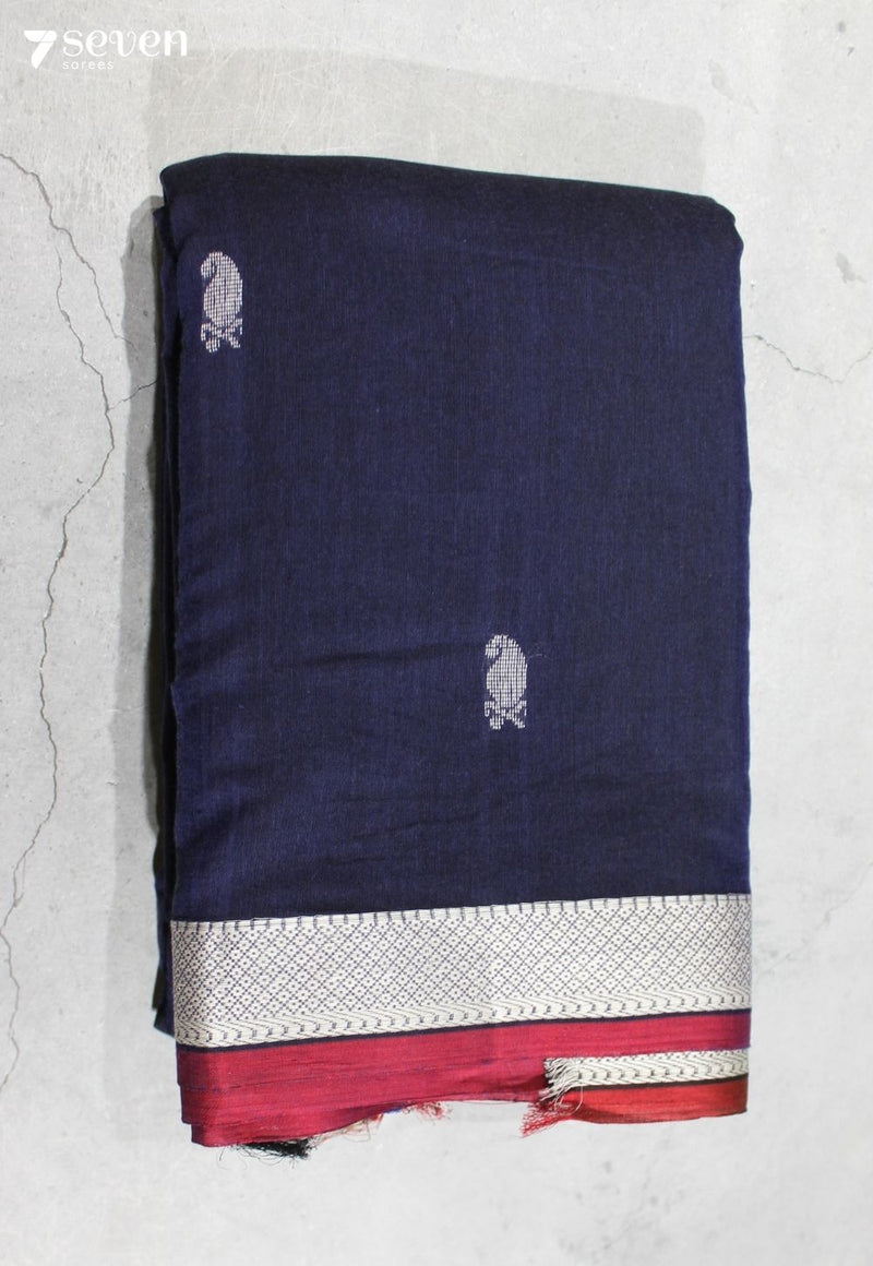 Kavyini Signature Seven Handloom Blue Bangalore Pure Cotton Saree - Seven Sarees - Saree - Seven Sarees