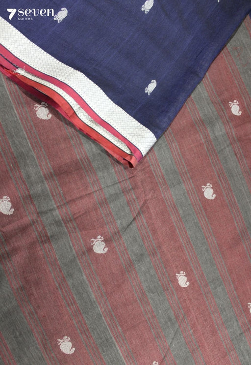 Kavyini Signature Seven Handloom Blue Bangalore Pure Cotton Saree - Seven Sarees - Saree - Seven Sarees