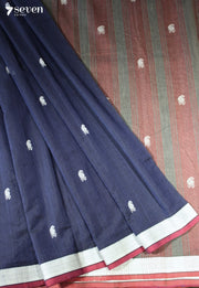 Kavyini Signature Seven Handloom Blue Bangalore Pure Cotton Saree - Seven Sarees - Saree - Seven Sarees