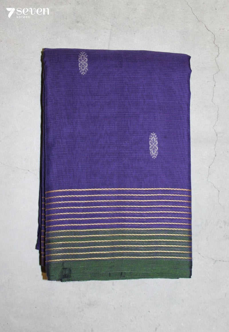 Kelori Signature Seven Handloom Purple Bangalore Pure Cotton Saree - Seven Sarees - Saree - Seven Sarees