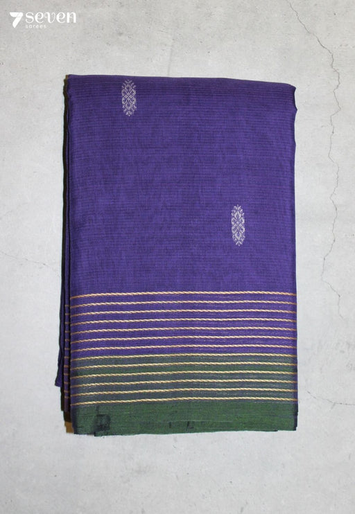 Kelori Signature Seven Handloom Purple Bangalore Pure Cotton Saree - Seven Sarees - Saree - Seven Sarees