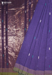 Kelori Signature Seven Handloom Purple Bangalore Pure Cotton Saree - Seven Sarees - Saree - Seven Sarees