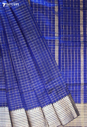 Kesharaa Mangalagiri Handloom Blue Silk Cotton Checked Saree - Seven Sarees - Saree - Seven Sarees