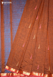 Keshini Signature Seven Handloom Brown Bangalore Pure Cotton Saree - view 1