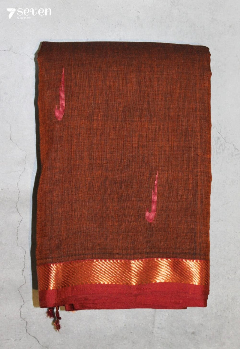 Keshini Signature Seven Handloom Brown Bangalore Pure Cotton Saree - view 2