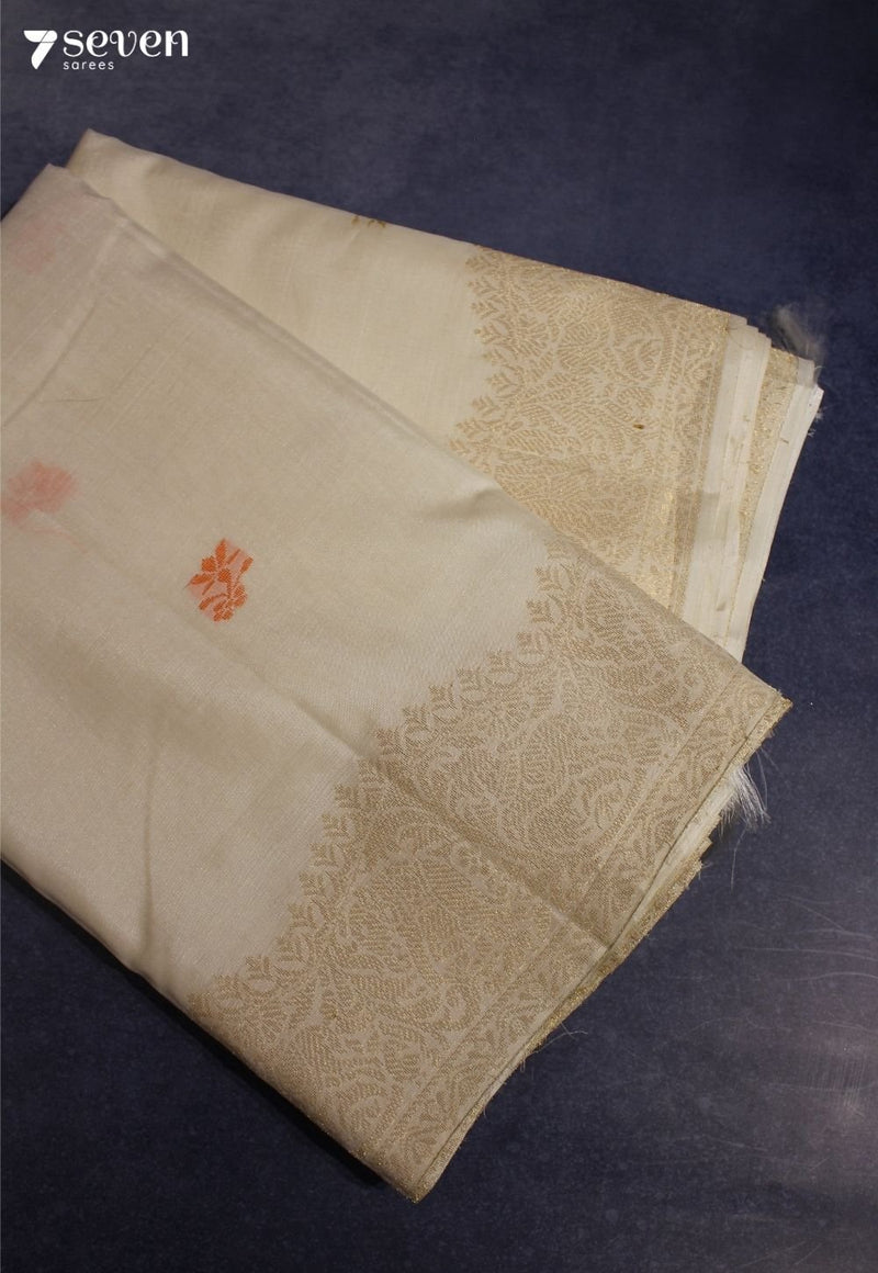 Keshini Signature Seven Handloom Off - White Bangalore Pure Silk Cotton Saree - Seven Sarees - Saree - Seven Sarees