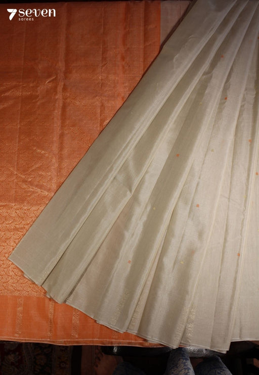 Keshini Signature Seven Handloom Off - White Bangalore Pure Silk Cotton Saree - Seven Sarees - Saree - Seven Sarees