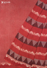 Kethol Kutch Red Pure Handmade Ajrakh 100% Cotton Saree - Seven Sarees - Saree - Seven Sarees