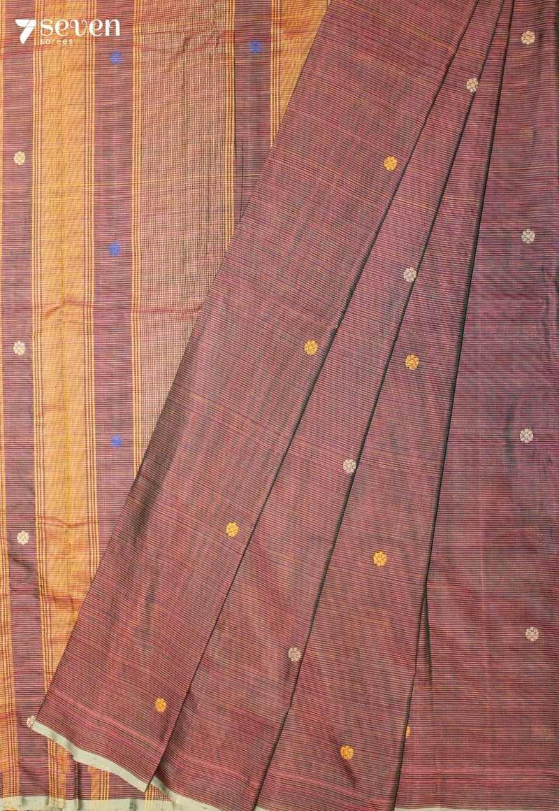 Kethori Signature Seven Handloom Red Bangalore Pure Cotton Saree - Seven Sarees - Saree - Seven Sarees