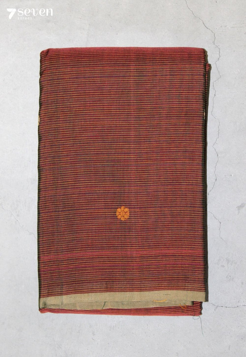 Kethori Signature Seven Handloom Red Bangalore Pure Cotton Saree - Seven Sarees - Saree - Seven Sarees