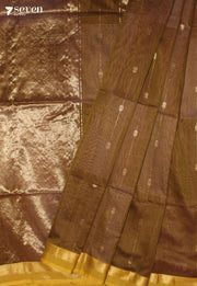 Kethraya Maheshwari Handloom Brown Silk Cotton Saree - Seven Sarees - Seven Sarees