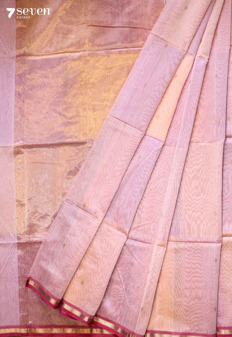 Ketumati Maheshwari Handloom Pink Silk Cotton Saree - Seven Sarees - Seven Sarees